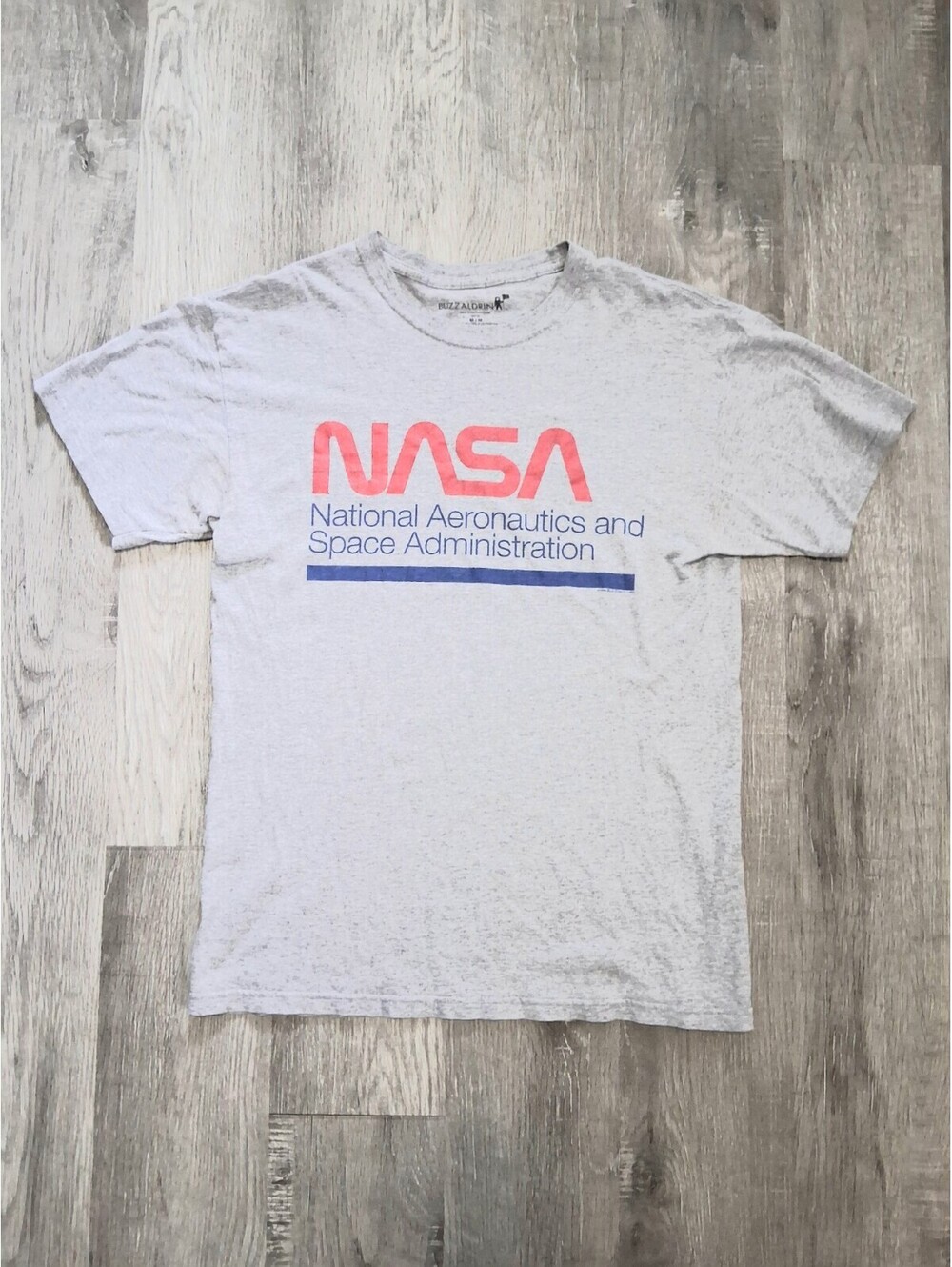 Buzz Aldrin NASA Men's Size M Gray Heather Graphic Tee, Short Sleeve T-Shirt
